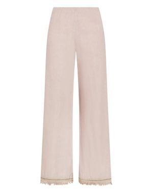 Seventy Stretch Linen Fringed Pants - White