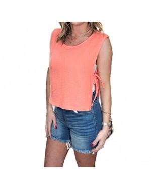 Zenana Lightweight Tie Side Top - Orange