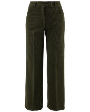 Ql2 Ribbed Stretch Cotton Velvet Straight-Leg Pants - Green