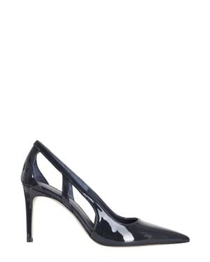 Stuart Weitzman Stuart Power Cutout Pointed Stiletto Leather Pumps - Gray