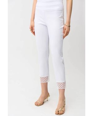 Joseph Ribkoff Millennium Crop Pants With Guipure Detail - White