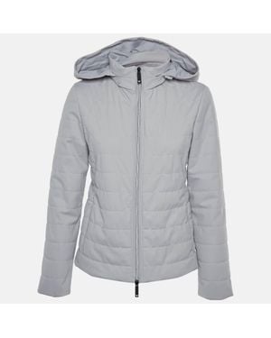 Emporio Armani Light Synthetic Hooded Quilted Jackets - Gray