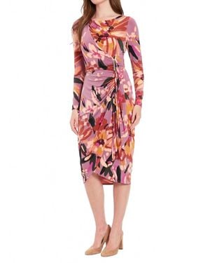 Maggy London Paint Stroke Petals Midi Dress - Red