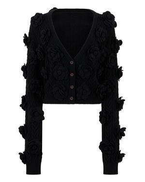 Philipp Plein Knitted Cardigan Roses - Black
