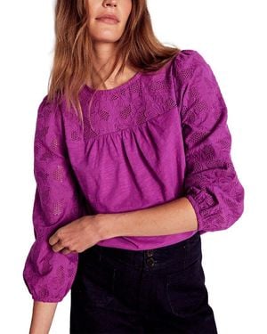 Boden May Broderie Top - Purple