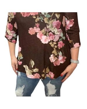 Honeyme Floral Gabby Tunic Top - Metallic