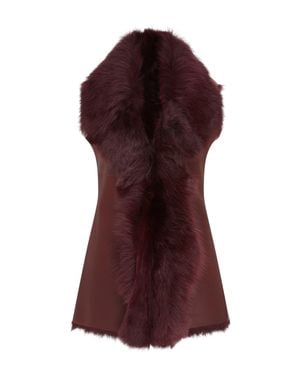 Infinity Leather Burgundy Toscana Shearling Nappa Leather Sheepskin Gilet - Red