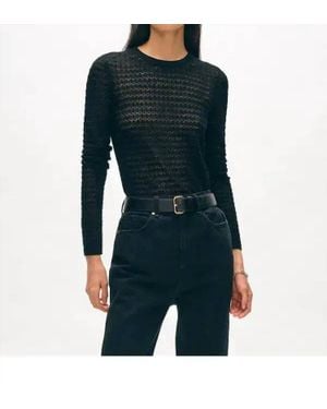 White + Warren Paperfine Lace Stitch Top - Blue