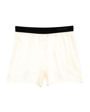 Tom Ford Pale Lemon Elasticated Logo Shorts - White