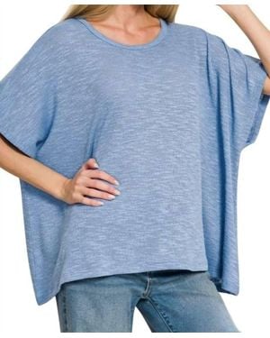 Zenana Oversized Slub Hacci Top - Blue