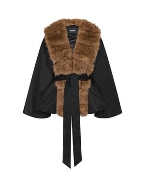 ROTATE BIRGER CHRISTENSEN Faux Fur Collar Peplum Jacket - Black