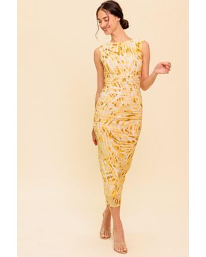 TRUEDAMES Sweet As Ever Power Mesh Bodycon Midi Dress - Yellow