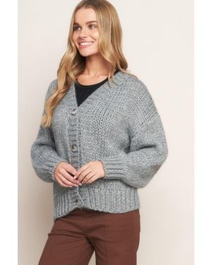 TRUEDAMES Weekend Warmth Sweater Knit Cardigan - Gray