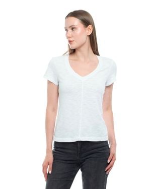 Wilt Slim Deep V-Neck Rib Back Tee - White