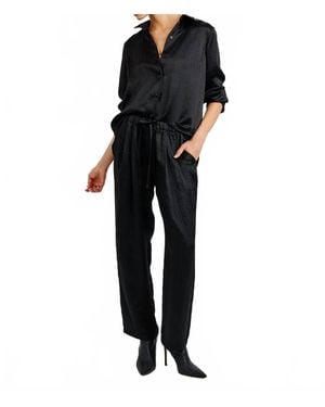 Bella Dahl Pull On Slouchy Trouser With Elastic Waist And Tie - Black