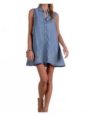Elan Eyelet Denim Dress - Blue