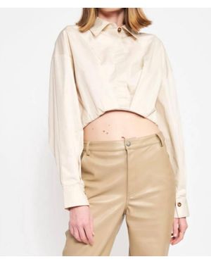 En Saison Lessie Cropped Button Down Top - Natural