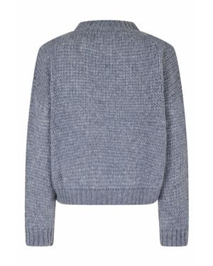 Roberto Collina Cropped Light Chunky Knit Sweater With Ribbed Hems - Blue
