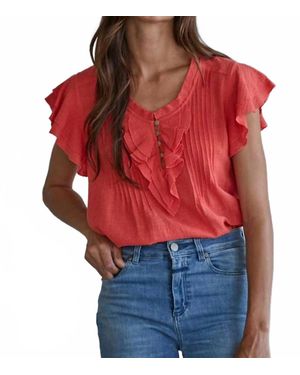 By Together Maude Ruffle Detail Top - Red