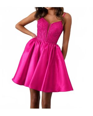 Lucci Lu Beaded Short Corset A-Line Dress - Pink
