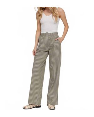 Active Basic Contrast Waist Combo Boxer Straight Stripe Pants - Gray
