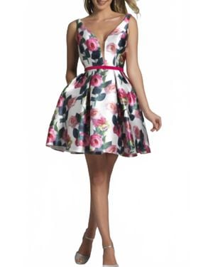 Dave & Johnny Floral A-Line Dress - Purple