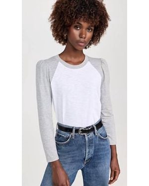 Veronica Beard Mason Baseball Long Sleeve Tee - White