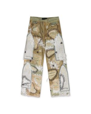 Who Decides War Tan Overdyed Lace Wide-Leg Jeans - Gray