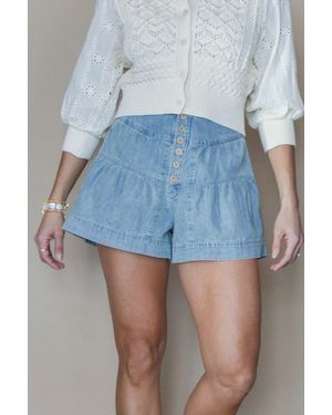 TCEC Ruffled Breeze Denim Shorts - Blue