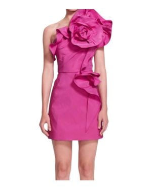 Marchesa Mini Faille Cocktail Dress - Pink