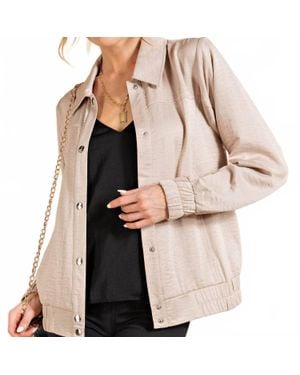 Kori Peach Skin Snap Front Jacket - Black