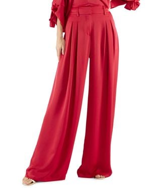 Ramy Brook Oscar Pleated Wide Leg Pants - Red