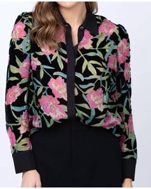 MILLY Burnout Velvet Top - Black