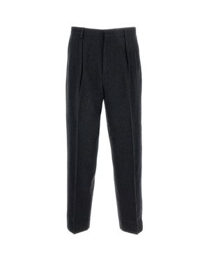 Cellar Door Tailored Straight Leg Pants With Front Pleats And Zip Closure - Black