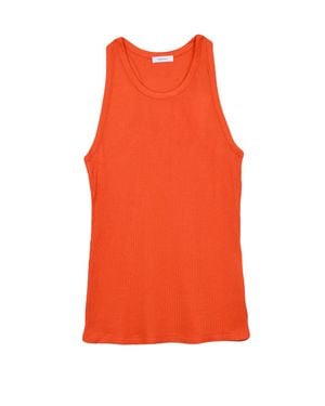 Ferragamo Cupro Silk Sleeveless Top With Racerback Design - Orange