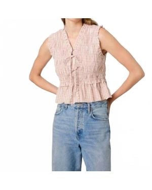 French Connection Rhodes Poplin Smocked Sleeveless Top - Blue
