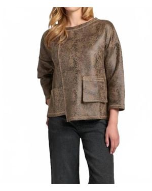 Apny Vegan Leather Asymmetric Pullover - Black