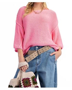 Easel Cozy Chunky Pullover Knit Sweater - Red