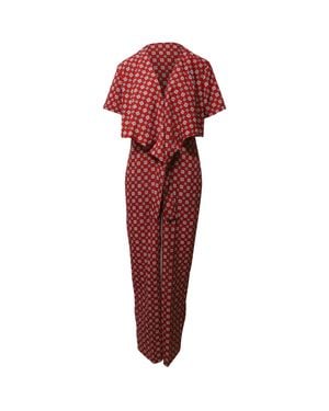 Sandro Printed Flowy Polyester Jumpsuit - Red