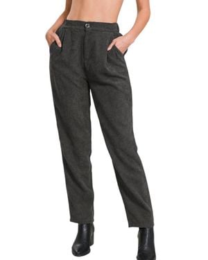 Zenana High Rise Corduroy Pants With Pockets - Black