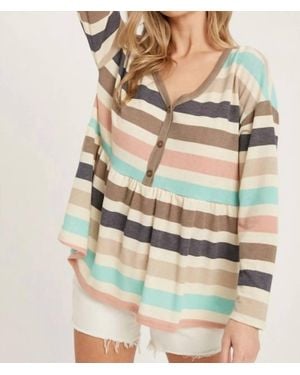 Bluivy Stripe French Terry Babydoll Top - Multicolor
