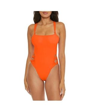 Becca Baja Mar Swimsuit Cutout One-Piece Swimwear Gbo2215 - Orange