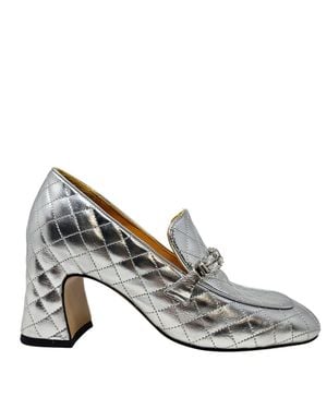 Madison Maison Leather Quilted Heel Loafer - Gray