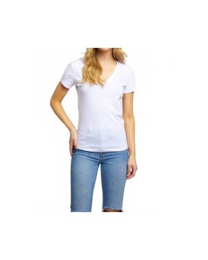 Popular 21 Classic V-Neck Cotton Tee - Blue