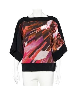 Roberto Cavalli Multicolored Printed Crepe Blouse