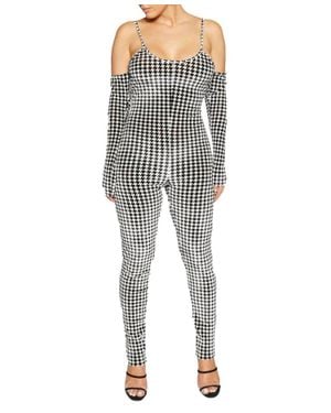 Naked Wardrobe Long Sleeve Cold Shoulder Jumpsuit - Gray