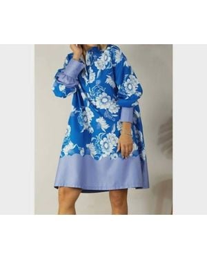 Mulla Boarder Print Shirt Dress - Blue