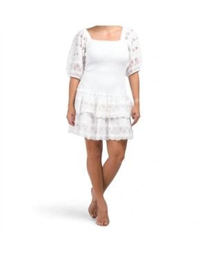 Sail To Sable Puff Sleeve Smocked Dress - White