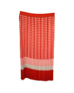 Iris & Ink Plaid Pleated Midi Skirt - Red