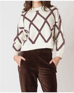 Dex Diamond Check Sweater - White